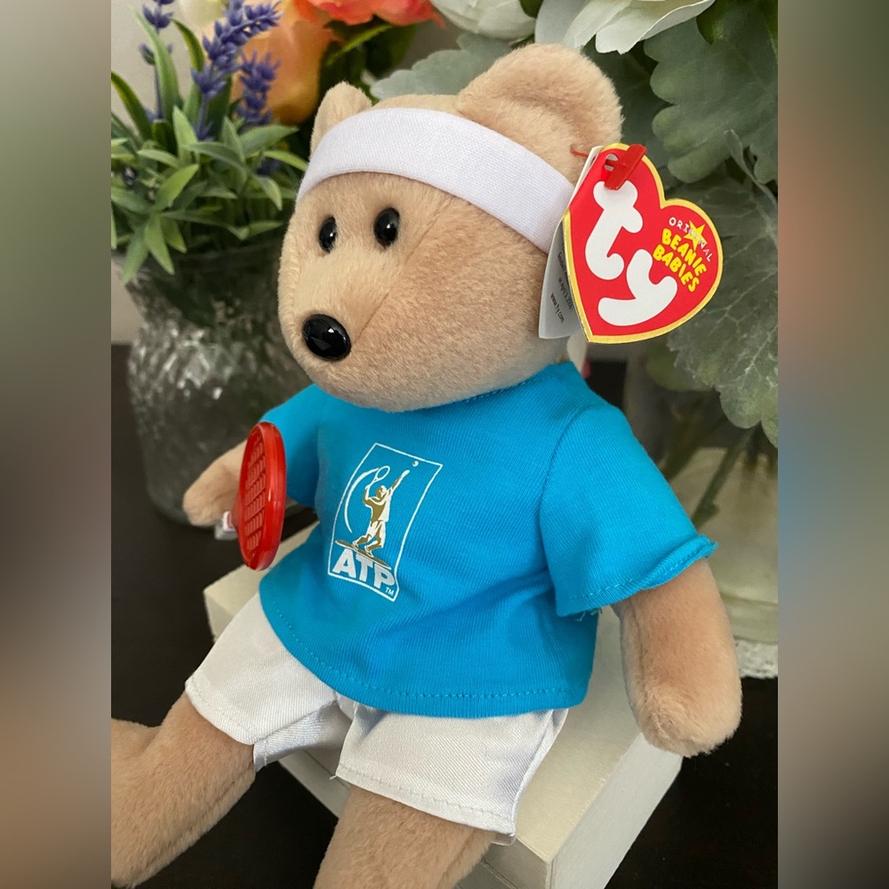 🆕🎾 RETIRED EXTREMELY RARE TY BEANIE BABY BEAR “FEDER-BEAR”. ROGER FEDERER BEAR! - Picture 3 of 7